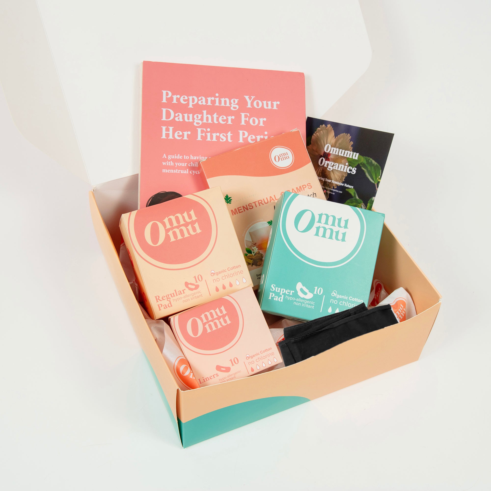 Step into your cycle with confidence using the Omumu First Period Starter Kit—the ultimate bundle designed for beginners. Whether you're new to your period or just looking for a simple all-in-one set, this kit has everything you need for comfort, protection, and peace of mind.
What’s Inside:
Panty Liners – Light protection for everyday freshness.
Regular Pads – Reliable absorbency for daily use.
Super Pads – Maximum protection for heavy flow days.
Journal – Track your cycle, moods, and self-care habits